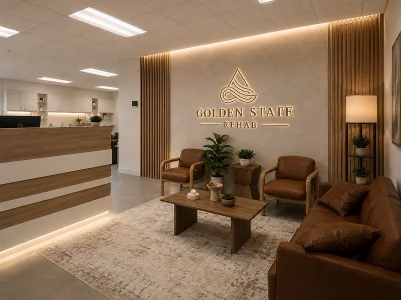 Reception lobby at Golden State Rehab's Westwood clinic, home base for our telehealth program